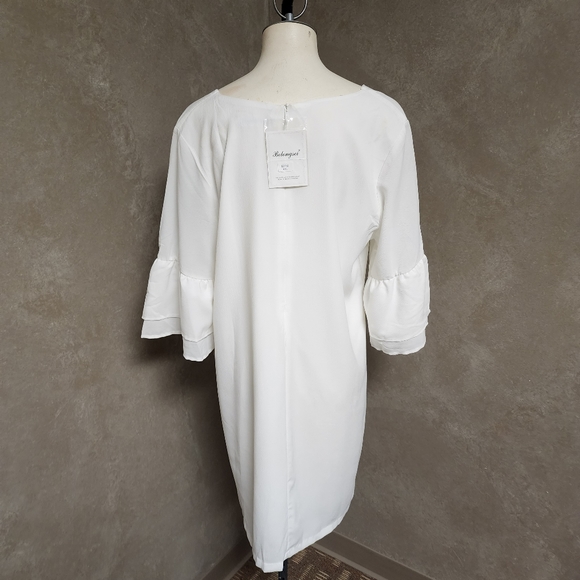 BELONGSCI Women's 2023 Summer Mini Dress, V Neck Bell Tiered Ruffle Sleeves XL - Picture 4 of 8